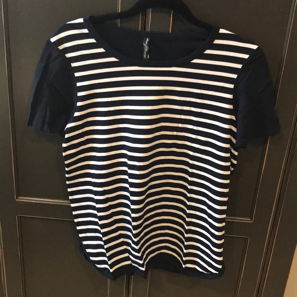 EUC Saint James short sleeve shirt 8 navy/white stripe